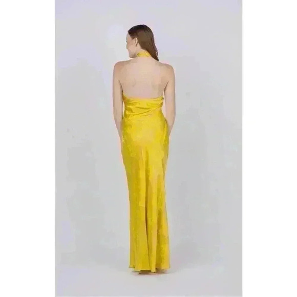 New NWT L'AGENCE Estee Twist Neckline Dress in Lemon Tonic Multi Python Snake Re - Picture 3 of 7